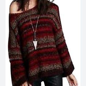 Free People Multi Color, oversize or off the shoulder Chunky Knit sweater, SZ L